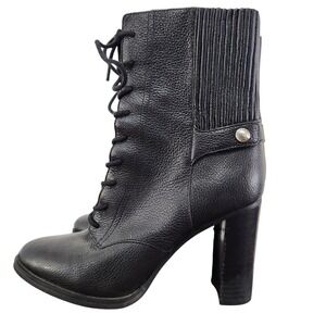 Michael Kors Black ankle lace up‎ heeled boots block heel size 7